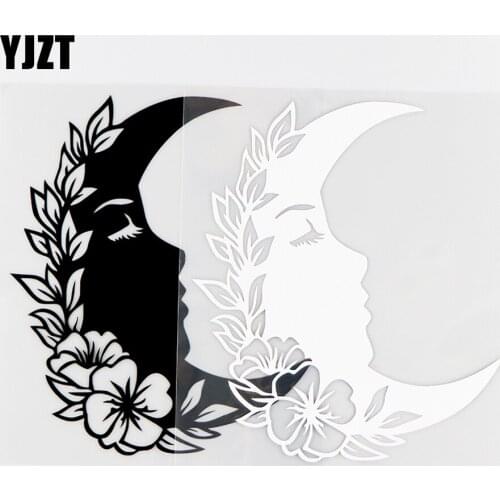 YJZT 13X15CM Beatiful Moon face Vinyl Decal Car Window Art Decor Car Sticker Black / Silver 10A-0237