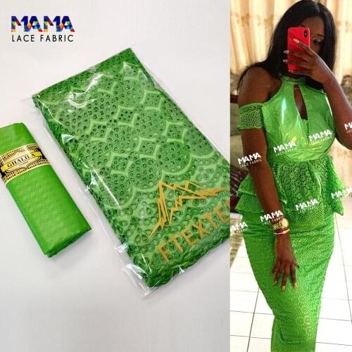 2.5+2.5 Yards Swiss Voile Lace With Basin Tissu Fabric Guinea Bazin Riche In Switzerland Senegal African Wedding Dress Sewing