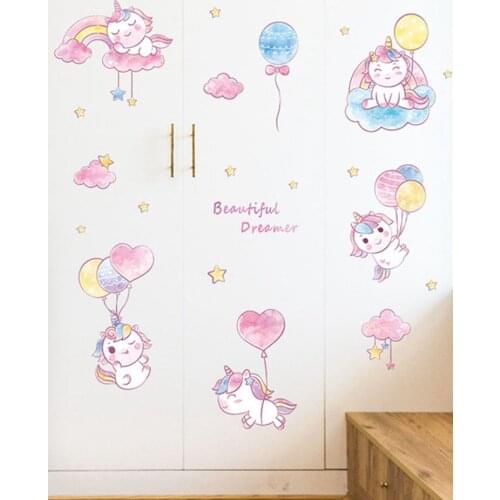 Hot Magical Fairy Unicorn Bling Stars Wall Decal Art Stickers Vinyl Home Room Decoration Kids Nursery Room Decor