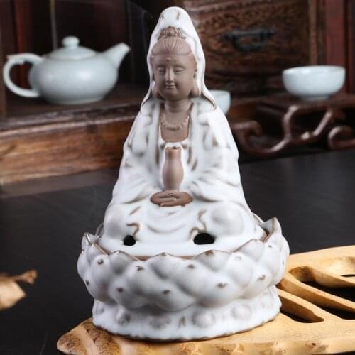 Lotus guanyin ancient fuming furnace Buddhist temple home furnishing articles High-grade your kiln heavy incense burner The real
