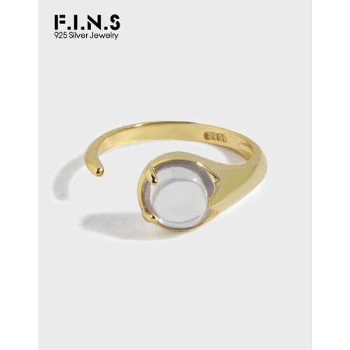 F.I.N.S Korean Fashion Geometric Arc Smooth 100% S925 Sterling Silver Rings Opening Index Finger Ring Minimalist Fine Jewelry