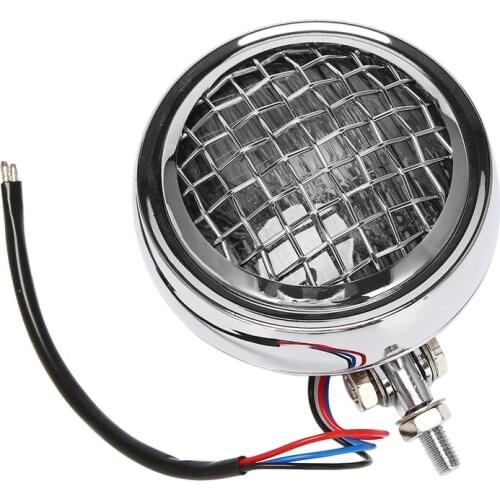 Motorcycle Retro Headlight with Grill Head light lamp Vintage Headlight for Honda Bobber Chopper Touring