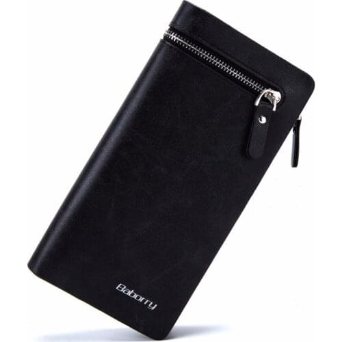 2019 Zipper Mens Wallets PU Standard Wallet Men Purse Long Black Male Card Holder Money Coin Fashion Purses Pockets Casual W02