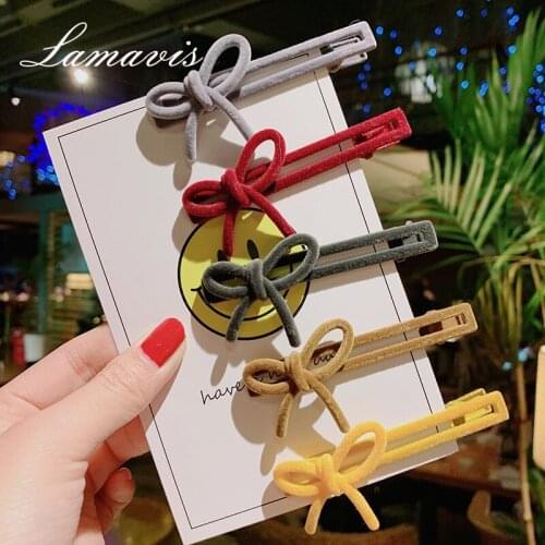 Autumn And Winter New Velvet Bow Hairpin Mori Korean Korean Headdress Net Red Girl Bangs Clip Duckbill Clip Hairpin Report