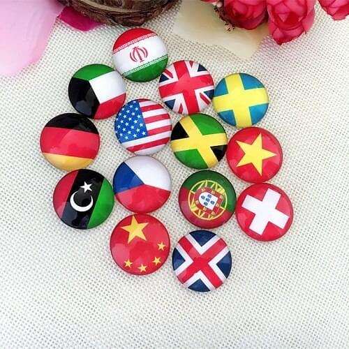 50PCS Mixed Flag Flag Alloy Metal Button Snap Jewelry Charm Fit For 18mm Snap Jewelry Button Bracelet&Necklace Jewelry