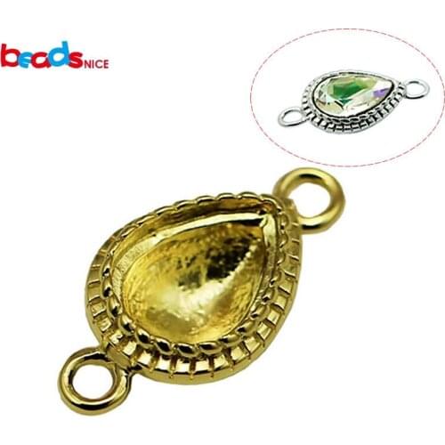 Beadsnice pure silver jewelry connectors for necklace making diy 8x5.5mm Austria crystal drop 925 silver connector bazel ID30474