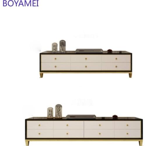 Light luxury TV cabinet coffee table combination Gold-plated simple living room Neoclassical furniture