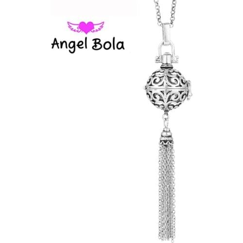 Angel Bola Necklace Vintage Tassels Cage Engelsrufer Pendant Angel Copper Ball Metal Sound Ball Necklace DIY Jewelry L014