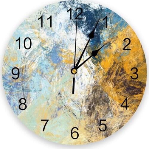 Yellow White Watercolour Vintage Wall Clock Round Style Fashion Modern Design Wall Clock Home Living Room Bedroom Decoration