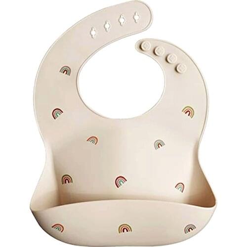 Rainbow Cherry Waterproof Feeding Baby Bibs Food Grade Silicone BPA Free Adjustable Soft Aprons Tableware Drooling Baby Scarf