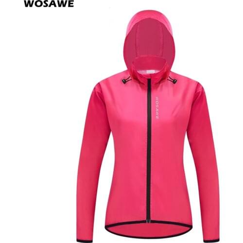 WOSAWE Womens Cycling Jacket Hooded Reflective Raincoat Lightweight Breathable Windbreaker Windproof Riding Running Bike Vest