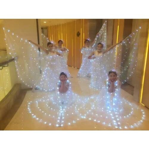 Woman ballet butterfly dress with wings childrens ballet skirt adult ballet dance cloak glow LED luminous dance costume