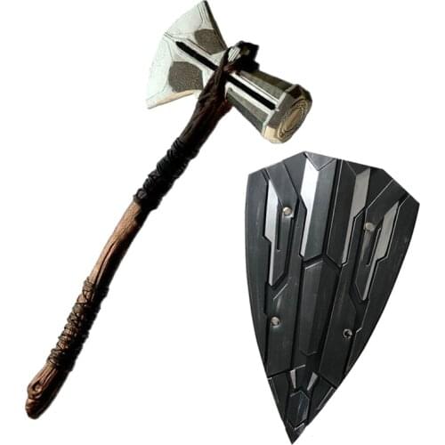 1:1 PU War Shield Thunder Hammer Axe Stormbreaker Figure Model Cosplay Weapons Movie Role Playing Toy