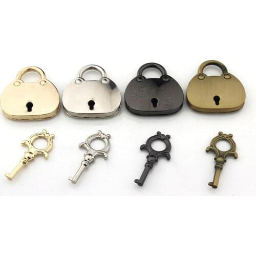 1pcs Fashion Metal Decoration Lock Mini Vintage Padlock Bag Suitcase Luggage Box Key Lock With Key DIY Hardware Accessories
