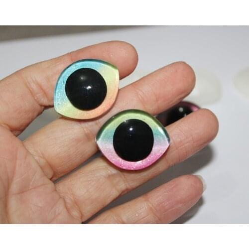 100PCS/LOT NEW LOVELY 23x28mm 20x23mm oval shape clear 3D safety toy eyes +glitter rainbow + washer for diy doll