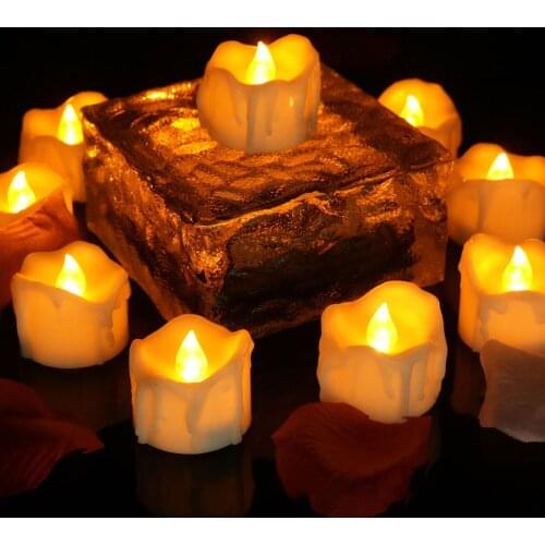 12Pcs/box LED Candles Tea Light Flameless LED Electronic Candle Light with Button Batteries Party Christmas Halloween Home Decor