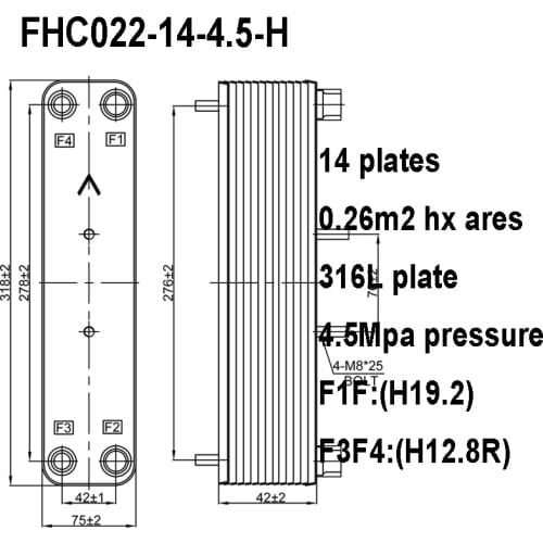14 Plates Brazed Plate Heat Exchanger, 1.5 ton Plate Heat Exchanger