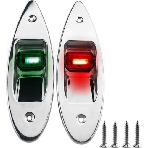 2pcs 12V boat light Red Green LED Navigation Lights Stainless Steel Signal Lamp for Marine Boat Yacht Boat Accessory
