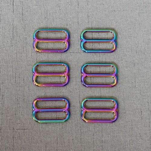 20 Pcs/Pack 25mm Colourful Metal Slides Tri-Glides Wire-Formed Roller Pin Buckles Strap Slider Adjuster Buckles 25BXK-c