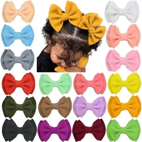 36pc/lot 4.7inch Solid Cotton Fabric Bow BB Hair Clips Girls Hair Bow Hairpins ,School Girl Knotbow Headdress Hair Accessories
