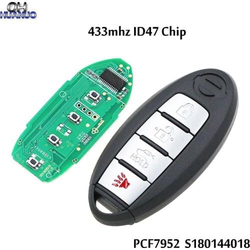 4 Button Smart Key Remote Car Key 433mhz ID47 Chip PCF7952 Fit For Nissan Altima Maxima 2013-2015 Continental S180144018
