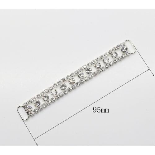 4Pcs 95mm Crystal bikini connestor buckles Ribbon Shoulder strap Bridal Dress Accessories Wedding