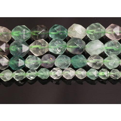 6-10mm Natural Faceted Purple & Green Fluorite Beads For Jewelry Making Beads Necklace 15'' Needlework DIY Beads Bracelets