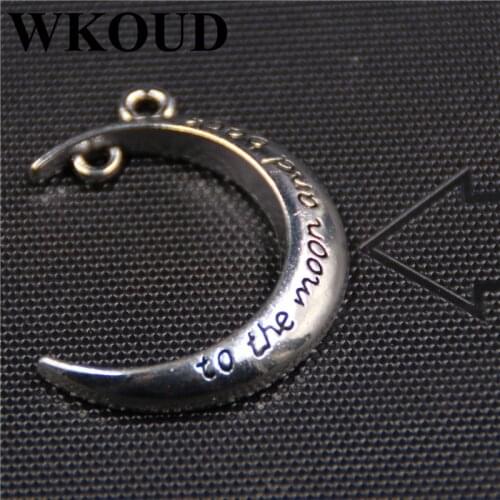 WKOUD 5pcs Antique Sliver Moon Charm Jewelry Making DIY Handmade Craft 35X26mm