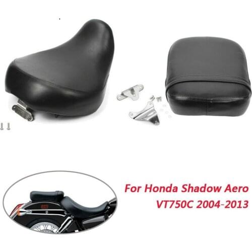 Motorcycle Accessories Black Soft Front Driver Rear Passenger Seat Cushion Leather Pillow for Honda Shadow Aero VT750C 2004-2013