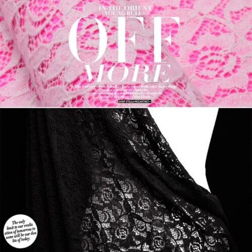 100% cotton Pure cotton hollow out embroidery fabric milk white / elegant black solid color clothes A80