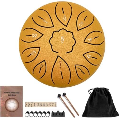 Tongue Drum 11 Tone Steel Tongue Drum Percussion Instrument With Drumsticks Yoga Meditation Produce Ethereal Buddha-Like Sound