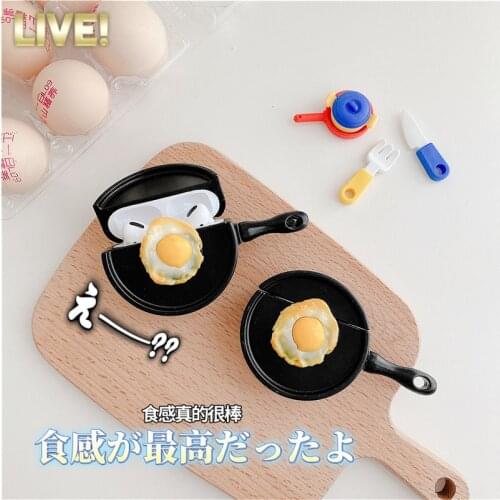 For Apple Airpods 1 2 Cartoon 3D Wok Fried Egg Wireless Earphone soft Silica gel Headphone Protector for AirPods Pro Cover