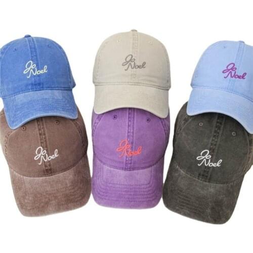 New Cotton Baseball Cap Washed Denim Made Old Retro Letters Badminton Pattern Embroidery Simple Curved Brim Hap Sun Protection