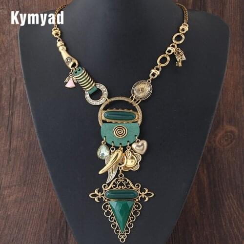 Kymyad Korean Bohemian Necklace Women Triangle Necklaces & Pendants Maxi Statement Necklace Collier Femme Chokers Jewelry