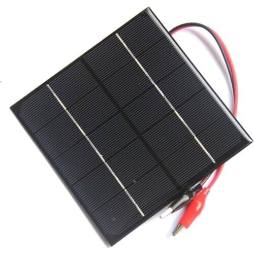 BUHESHUI 3W 5V Solar Cell Monocrystalline Solar Panel+Crocodile Clip For Charging 3.7V Battery Solar Charger 132*132MM
