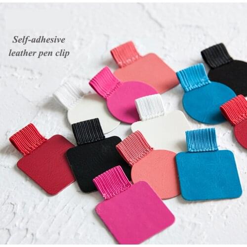 1PCS color self-adhesive leather pen holder pencil elastic ring notebook diary clipboard pen holder office and school supplies
