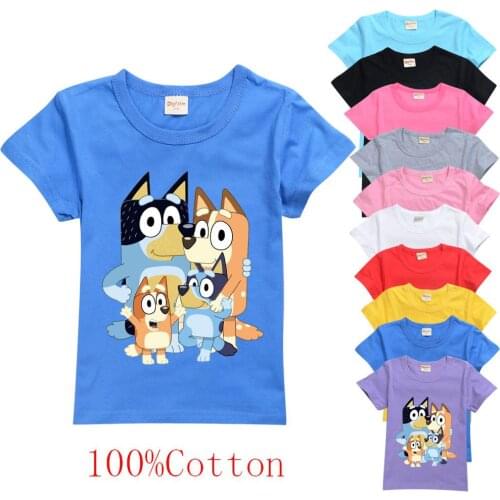 Kids T-shirt bingo bluey Costume for Boys Cotton Short Sleeve Tees Girl Clothes Cartoon Print Clothing Casual Tshirt O-neck Tops