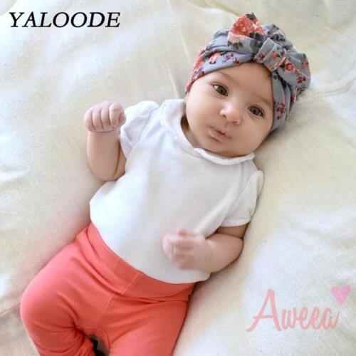 Baby Hat Cute Bow Print Infant Baby Girl Boy Hat Newborn Photography Props Turban Hats Kids Childrens Caps