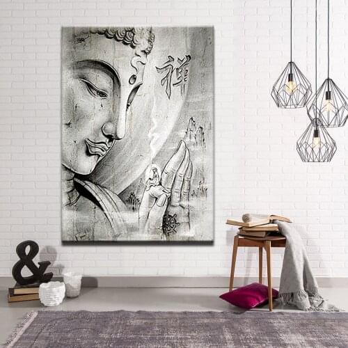 Home Decor Canvas Paintings Wall Art 1 Piece White Religion Buddha Pictures HD Prints Meditation Abstract Poster For Living Room