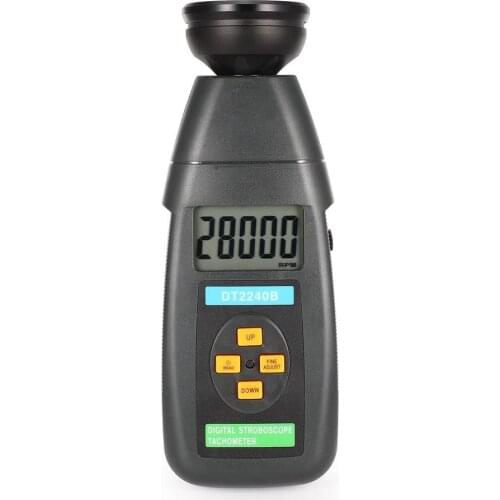 DT2240B Digital LCD Non-Contact Flash Stroboscope Tachometer Photoelectric Revolution Meter Speedometer Tester 60~40000RPM