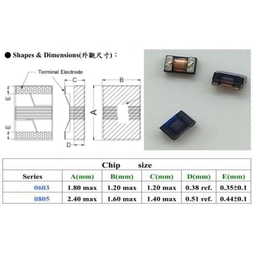 Ferrite 0805 1.0UH chip inductor Size:2.4*1.6mm high density SMT installation, New and original