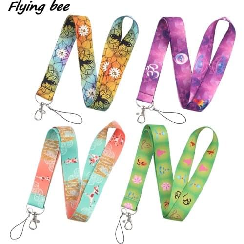 Flyingbee Yoga Series Painting Art Key Chain Lanyard Neck Strap For Phone Keys ID Card Creative Lanyards X1264