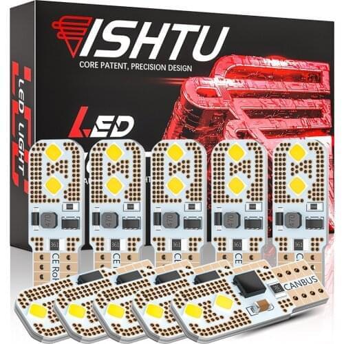 ISHTU 10PCS W5W T10 LED Bulbs 194 168 WY5W Canbus Car Interior Map Dome Lights License Plate Parking Signal Auto Lamp 12V/24V