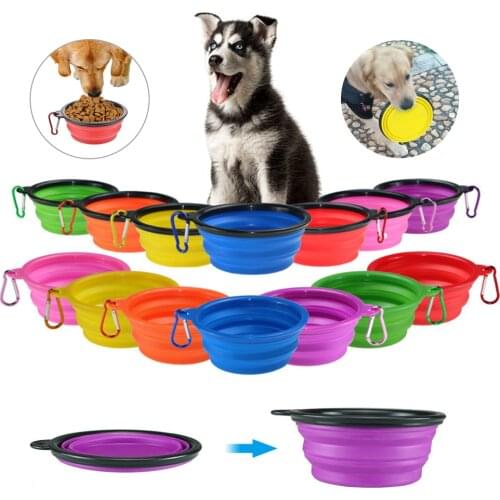 Dog Bowl Foldable Eco Firendly Silicone Pet Cat Food Water Feeder Travel Portable Feeding Bowls Puppy gy Container