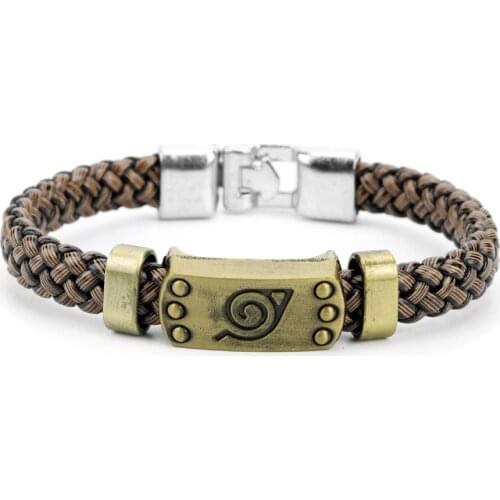 Anime Multilayer Leather Bracelet Men Comics Cartoon-Akatsuki Red Cloud Logo Bracelets For Women Itachi-Konoha-Cosplay Jewelry