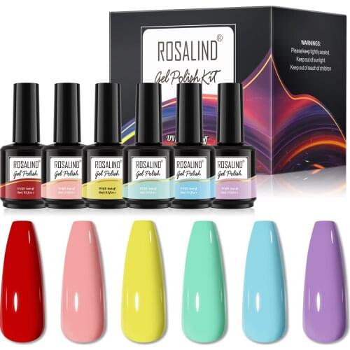 ROSALIND 15ML Gel Nail Polish Set With Gift Box Hybrid Varnishes Semi Permanent Soak Off Gellak Kit For Manicure Nail Art