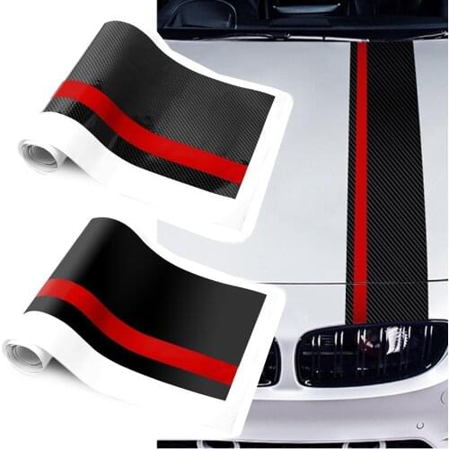 Carbon Fiber Car Hood Cover Universal Stickers Fashion Head Decals Stripes Racing Sports Decoration for Toyota VW BMW Audi Benz