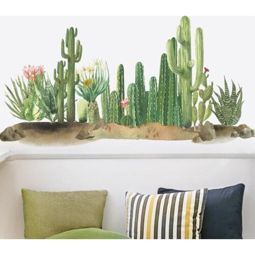 Desert Cactus Wall Stickers for Living Room Bedroom Kids Rooms Dining Room Wall Decor PVC Art Wall Decals Home Decoration Murals