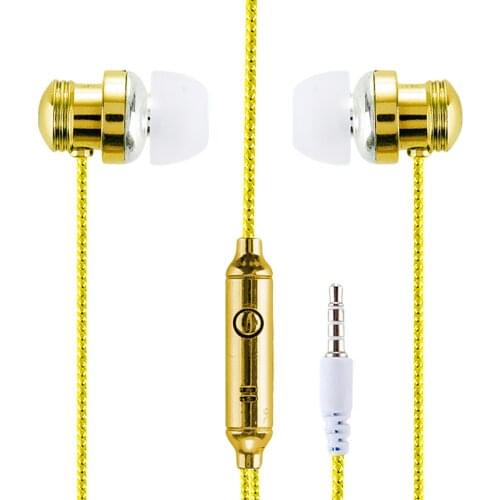 3.5mm Electroplating Earphone With Mic In-Ear Wire Control Two-color Wired Subwoofer Headphone Headset For Xiaomi Huawei