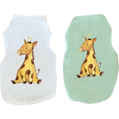 Pet Dog Clothes Cartoon Giraffe Printed Puppy Vest T-shirt Pet Puppy Summer T Shirt Small Dog Cat Clothing Breathable Apparel